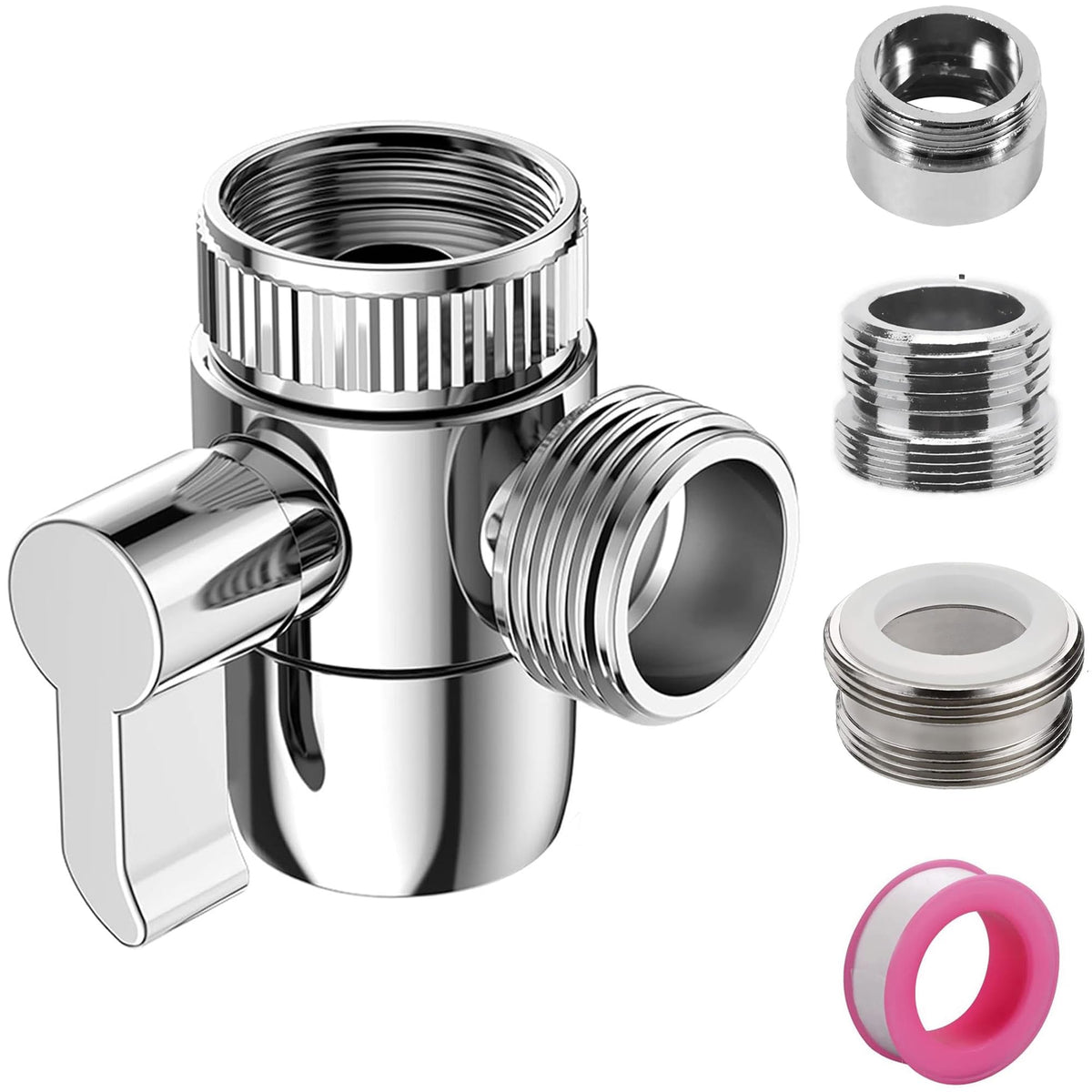 3-way faucet diverter valve, 3-way faucet diverter valve adapter diverter valve with adapter for M22 M24 G1/2 faucet