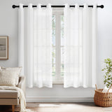 Voile Sheer Curtains with Eyelets Set of 2 220x140cm – Ivory