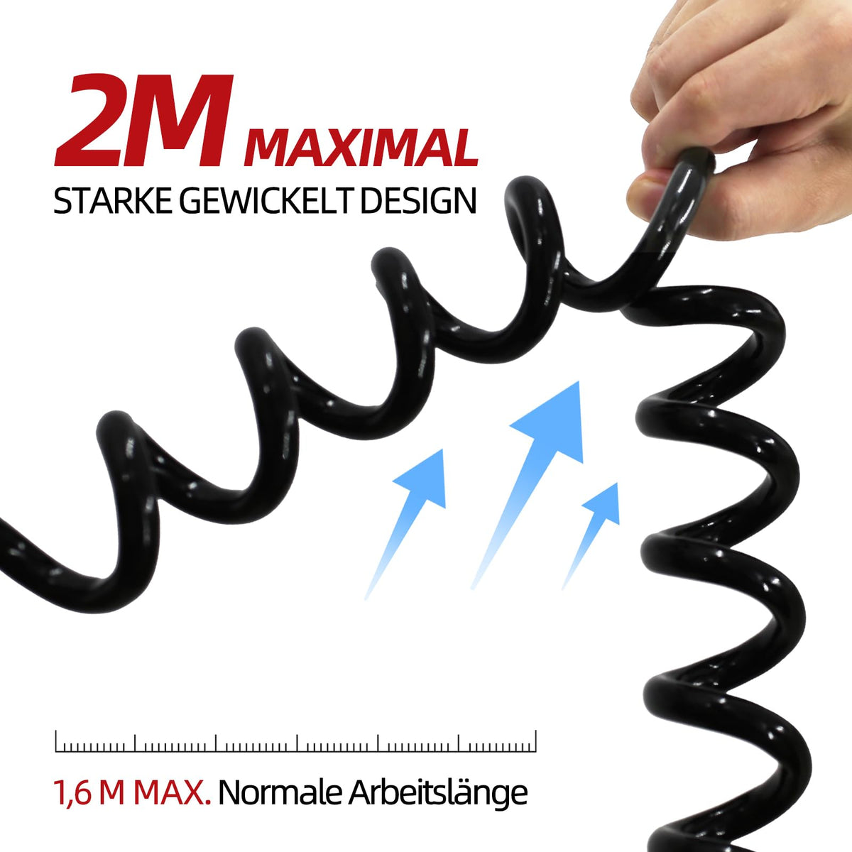 13-Pin Coiled Trailer Cable 2m with 13-Pin Plugs - Black 2m
