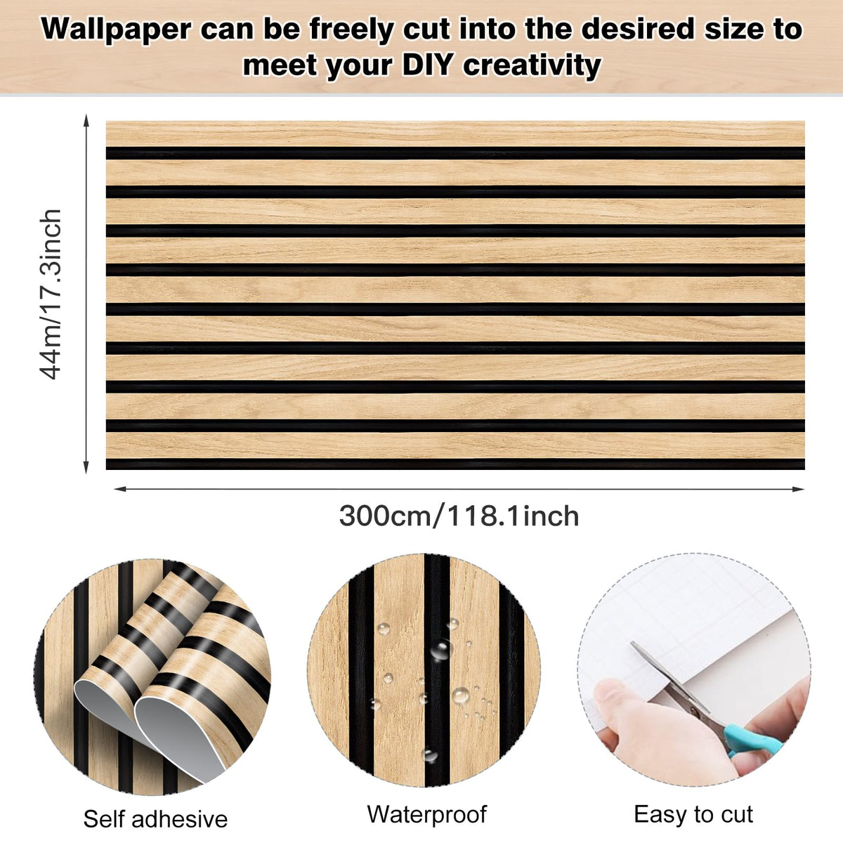 Self-Adhesive Wood Grain Wallpaper Film Non-Woven – Dark Wood 44x300cm