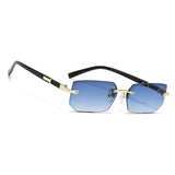 Ochelari de soare dreptunghiulari fără ramă MEGAVOW lentile tăiate diamant stil vintage
