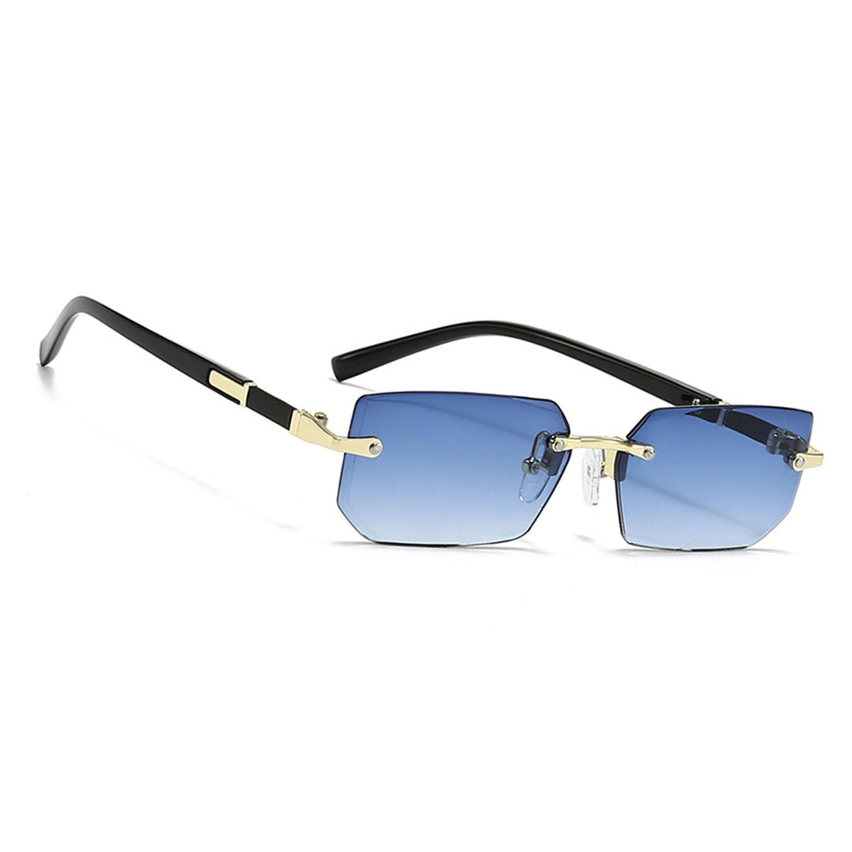 Ochelari de soare dreptunghiulari fără ramă MEGAVOW lentile tăiate diamant stil vintage