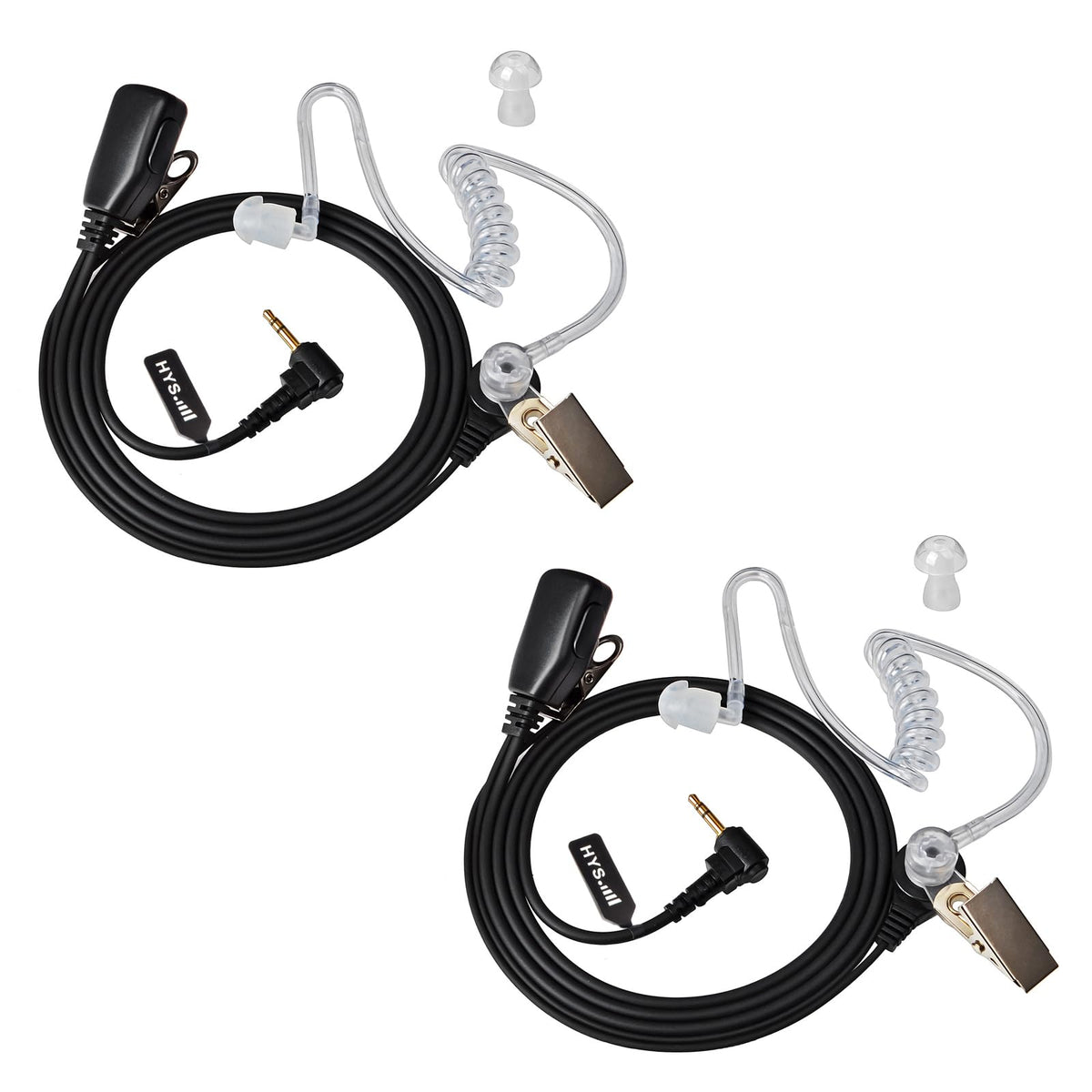 HYS 2.5mm 1 Pin Walkie Talkie Earpiece with Mic Security Headset Compatible with Motorola TLKR-T60 T61 T62 T80 T81 T82 T-92 H2O T80 Extreme (2 Pack)