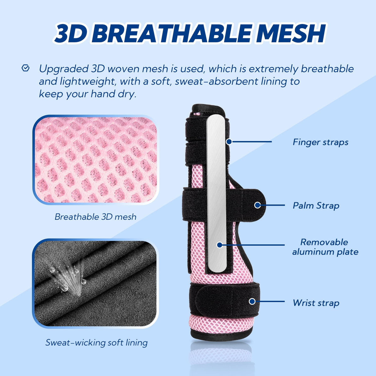 Little Finger Splint Metal Brace for Tendonitis Sprains Arthritis Right/Left – Pink S