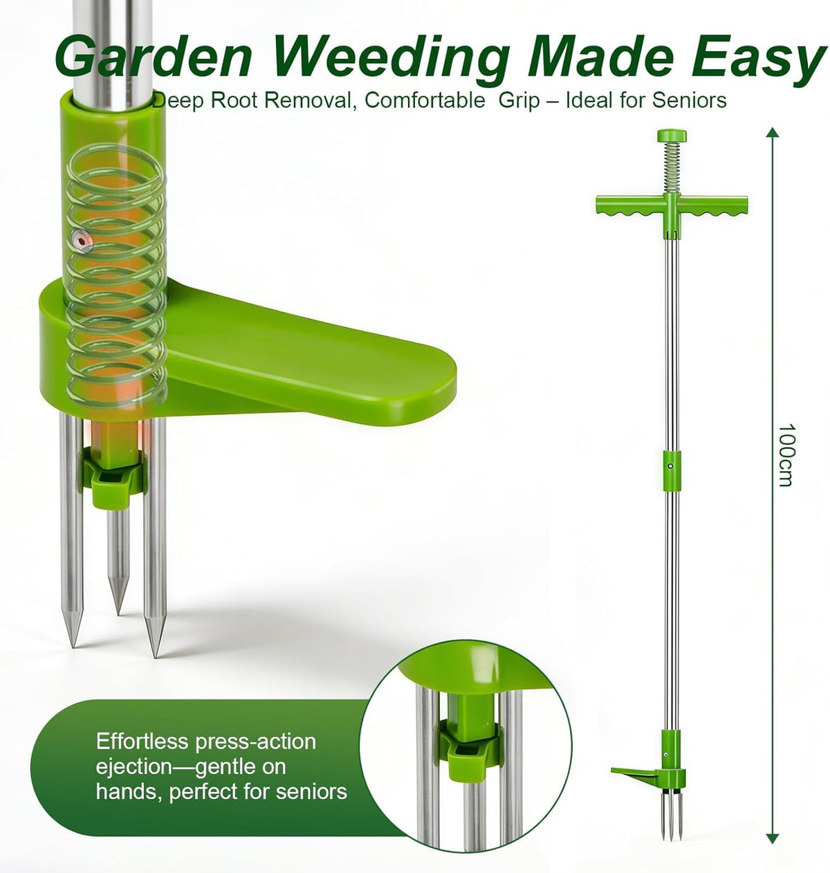 Manual Weed Puller Pedal-Operated Stainless Steel Claws – 100cm