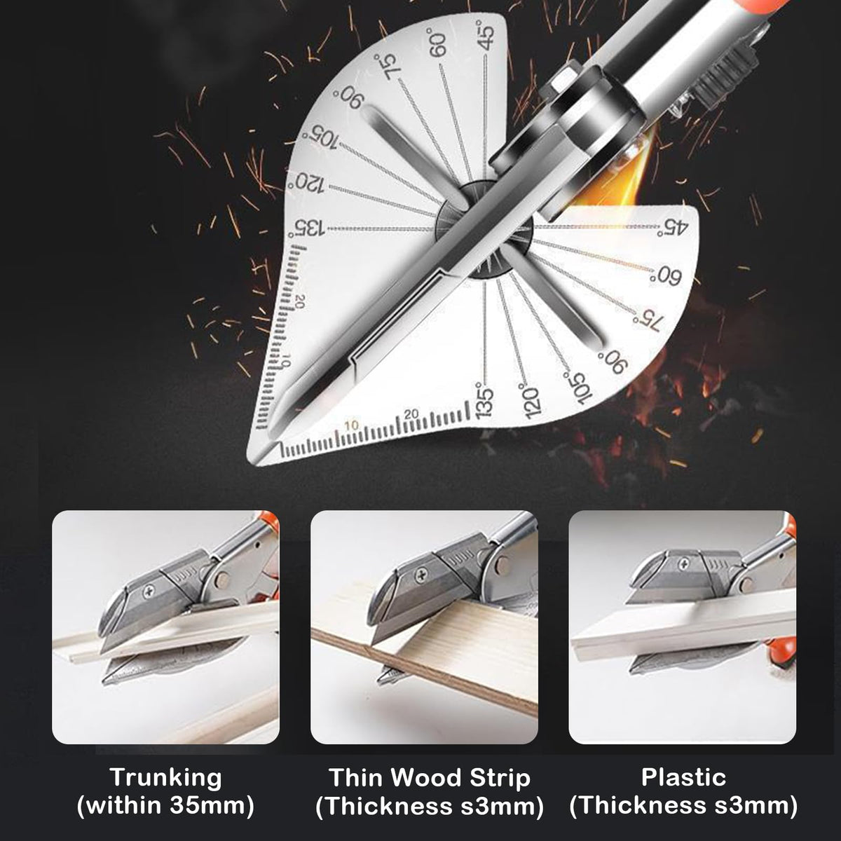 Miter shears, angle shears 45 to 135 degrees scissors for cable duct cutter with 10 replacement blades Multifunctional angle scissors for precise cutting