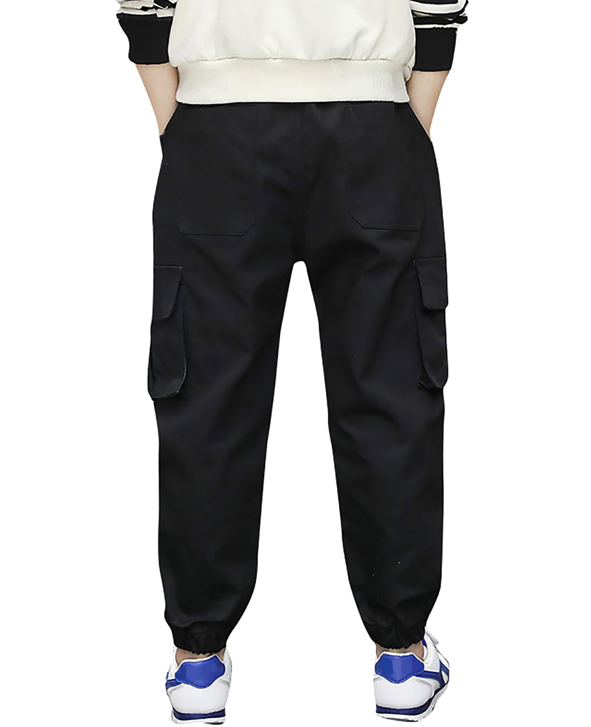 Deekynoop children's cargo pants boys Twil Cargo jogging pants with elastic waistband black size 146-152