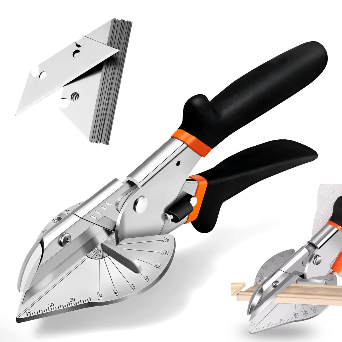 Miter shears, angle shears 45 to 135 degrees scissors for cable duct cutter with 10 replacement blades Multifunctional angle scissors for precise cutting