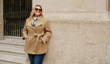 Women's Trench Coat Windproof with Belt Elegant Warm Winter Coat – Khaki 46