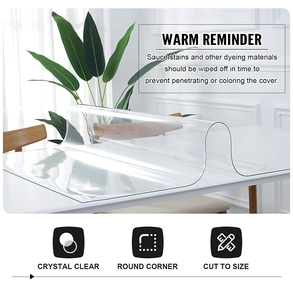 Transparent PVC Tablecloth Waterproof Stain-Resistant Protector 40×80cm - Transparent