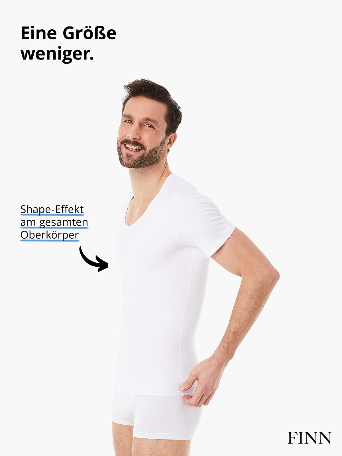 Tricou compresiv modelator FINN pentru bărbați din bumbac cu mânecă scurtă – Alb L