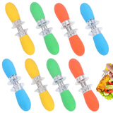 Suporturi frigărui din inox pentru porumb fiert/copt cu mânere colorate, set 16 bucăți