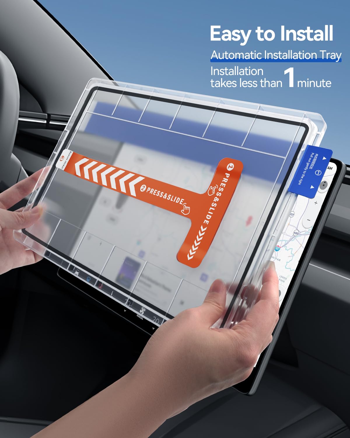 Tesla Screen Protectors 15.4in + 8in HD Tempered Glass 9H Front & Rear – Clear