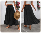 Women’s 2-in-1 Tiered Boho Lined Long Skirt