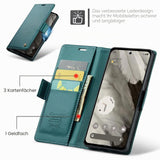 PU Leather Wallet Case for Google Pixel 8 RFID Protection Magnetic Stand – Blue Green