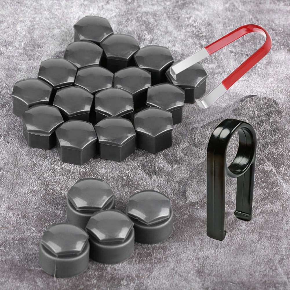 Capace prezoane roată 17 mm cu clește de demontare Gebildet, set 24 bucăți – Gri