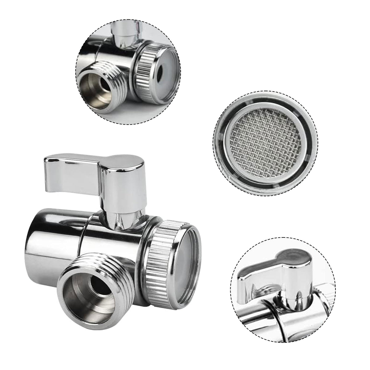 3-way faucet diverter valve, 3-way faucet diverter valve adapter diverter valve with adapter for M22 M24 G1/2 faucet