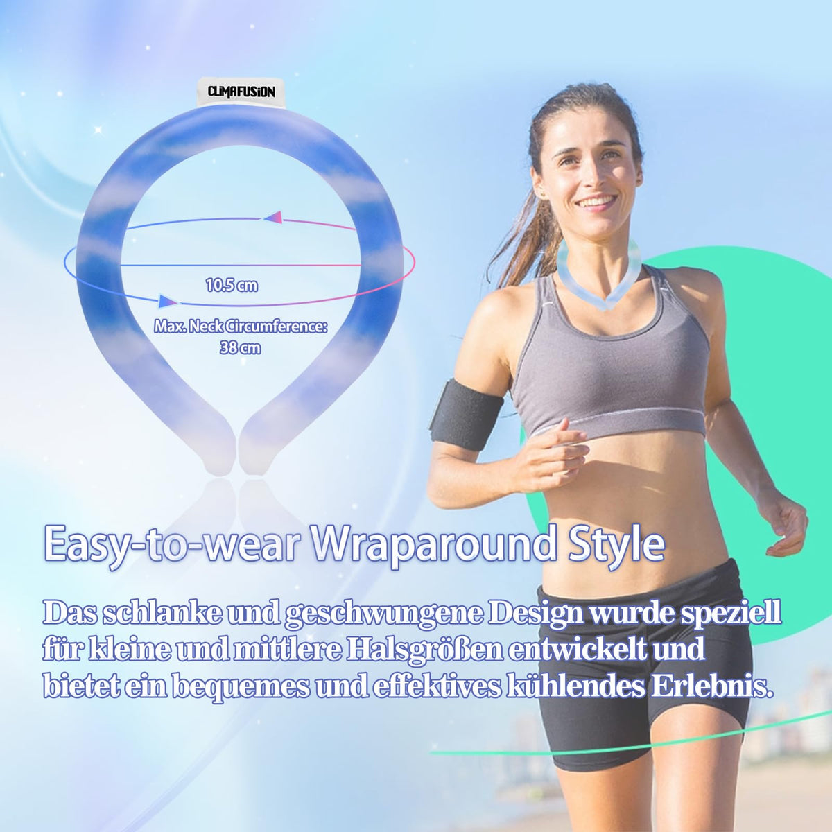 Inel răcoritor pentru gât Ice Ring cu efect de răcire sub 15°C – Curcubeu Gradient