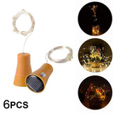Solar Wine Bottle String Lights 1m 10 LEDs Cork Copper Wire – Warm White Pack of 6