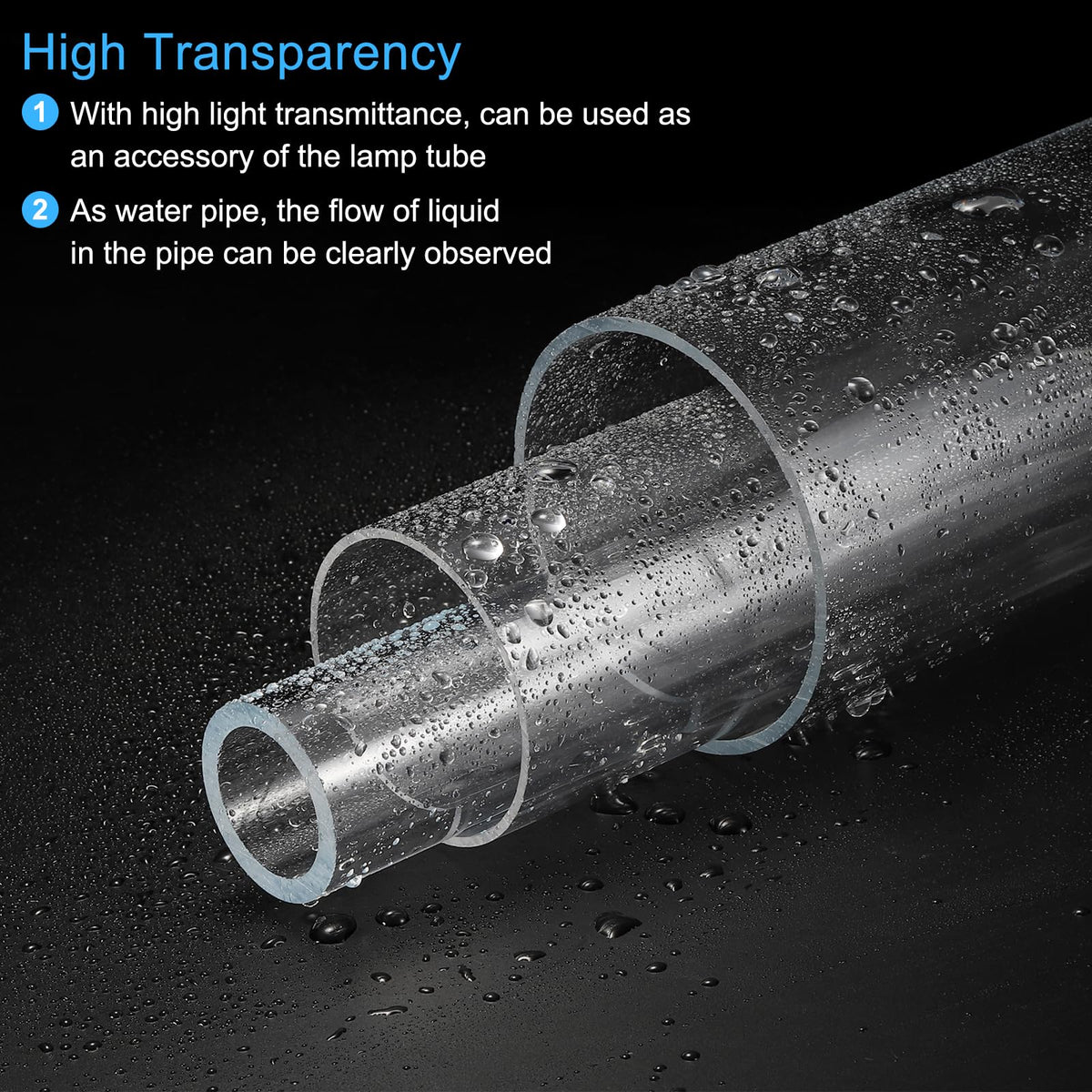 Set 4 tuburi transparente din PVC diametru int. 41mm / ext. 45mm lungime 350mm – Construcție lămpi