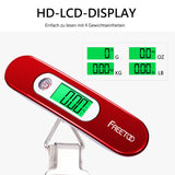 [Digital Luggage Scale] FREETOO Luggage Scale Portable Hanging Scale LCD Display with Backlight Tare Function Practical for Travel/Family Life up to 50KG (Red)