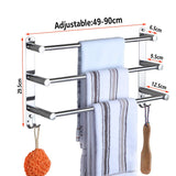 Suport prosop extensibil de perete din inox cu cârlige HONPHIER 49-90 cm – Crom