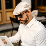 Șapcă bărbătească plată de vară din in 100% protecție UPF50+ – Bleumarin XXL