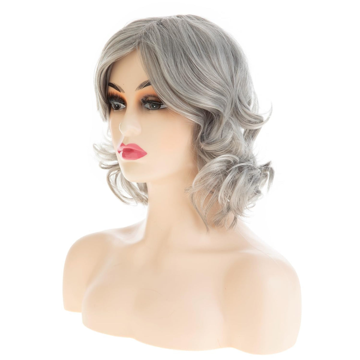 Qnbiar Women's Short Curly Wig Synthetic Hair – Grey