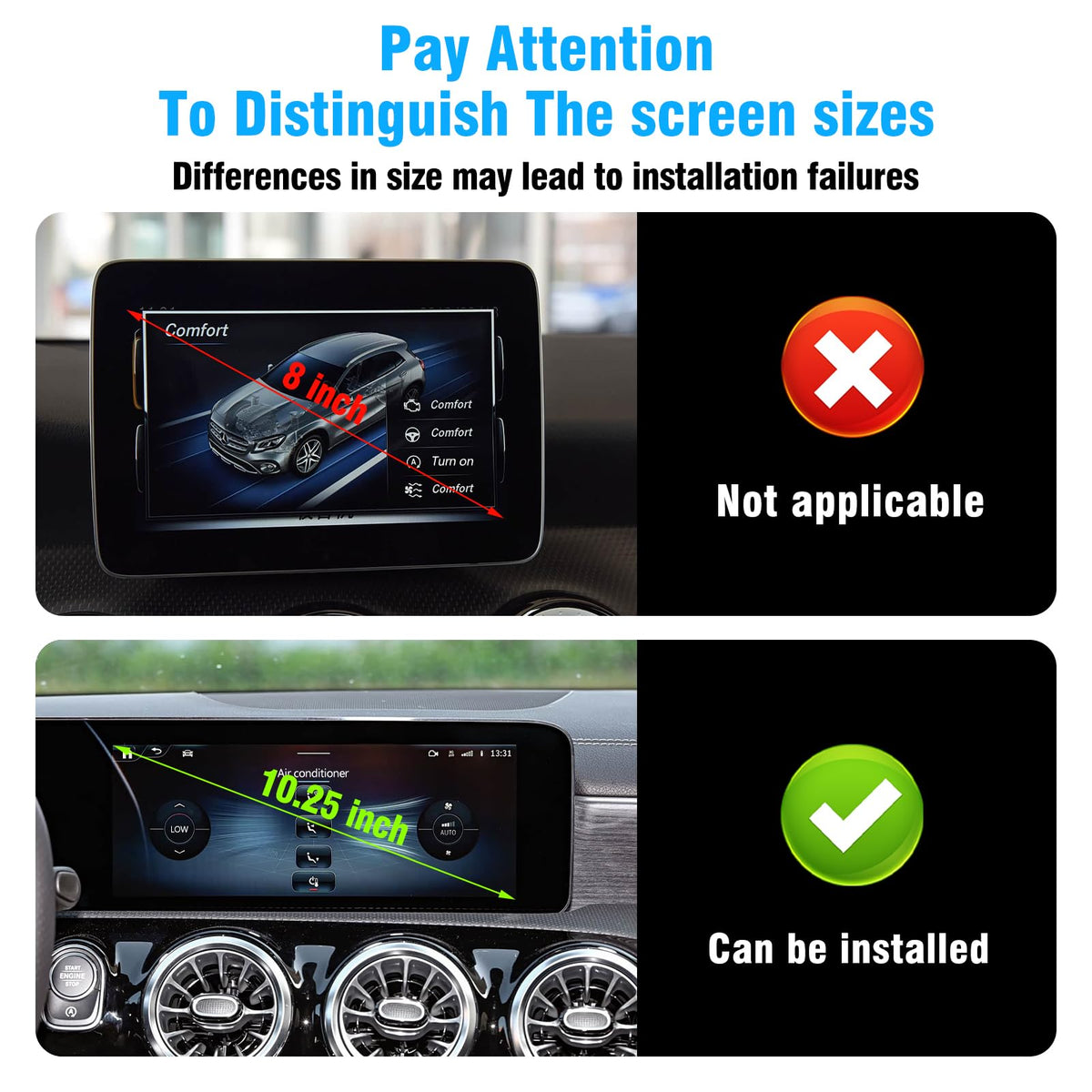 TTCR-II Car Dashboard Phone Holder Fits Mercedes A/B/GLB/GLA/CLA/EQA/EQB 2019-24 10.25in 360°