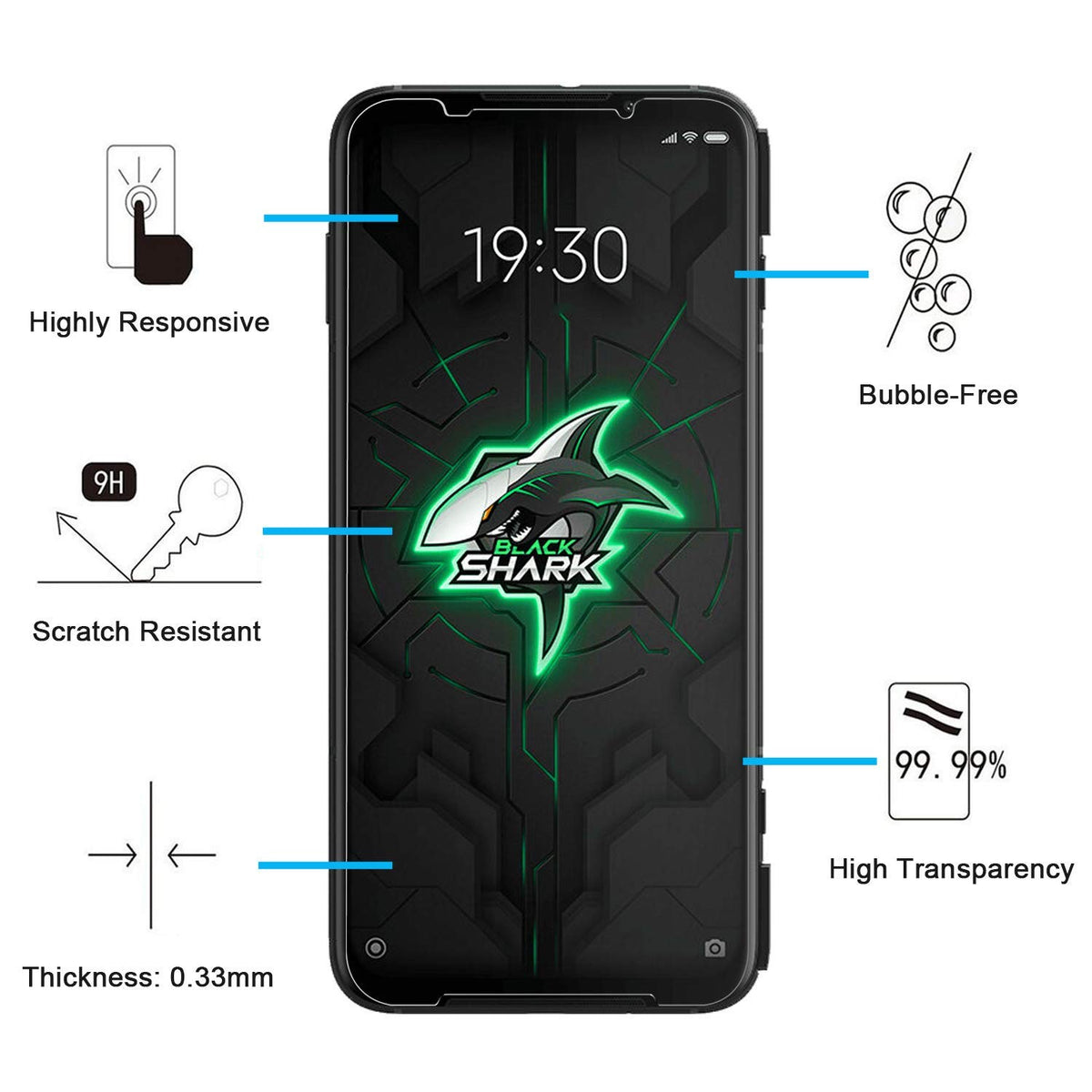 Xiaomi Black Shark 3 Pro Tempered Glass Screen Protector 3-Pack 9H Anti-Scratch – Clear