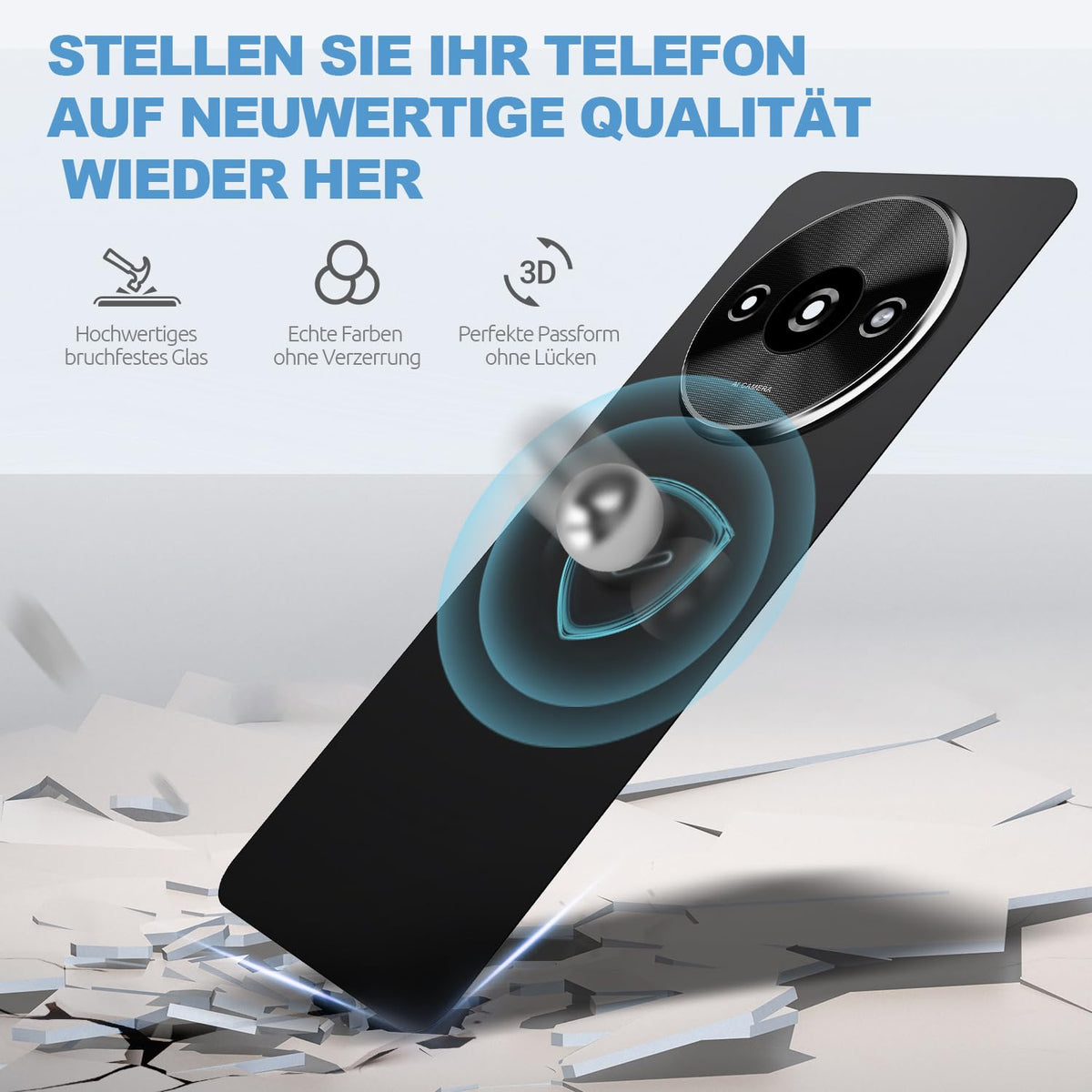 Carcasă spate din sticlă de schimb pentru Xiaomi Redmi A3 – Negru
