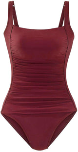 Costum de baie întreg modelator Brosloth push-up cu efect de aplatizare a abdomenului – Roșu Bordeaux, Mărime: S