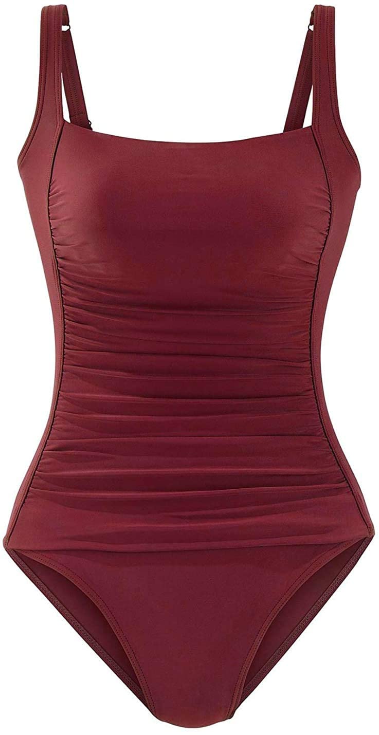 Costum de baie întreg modelator Brosloth push-up cu efect de aplatizare a abdomenului – Roșu Bordeaux, Mărime: S
