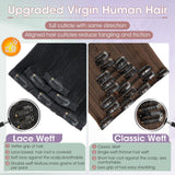Clip-in Human Hair Extensions 6 pcs 30 cm 33 g Silk Lace Base Highlights – Dark Brown #2R