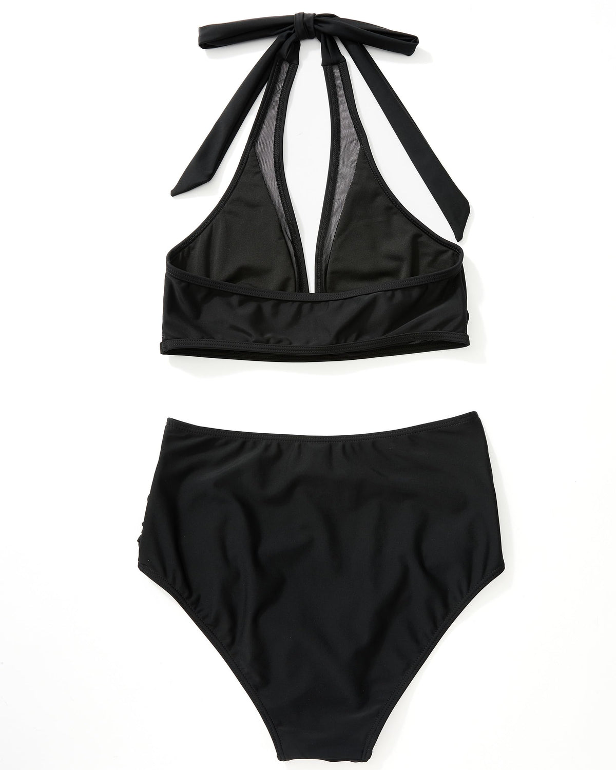 Costum de baie două piese RXRXCOCO push-up talie înaltă modelatoare – Negru XL