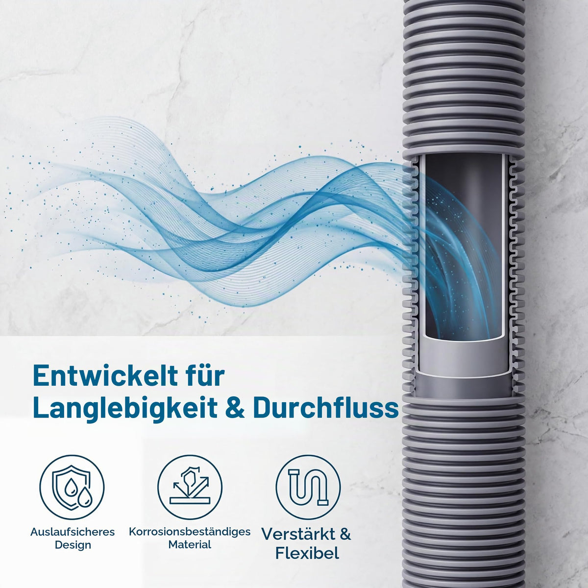 Furtun flexibil de evacuare pentru mașina de spălat 1m cu adaptor universal