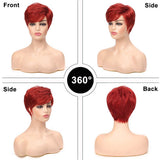 Short Pixie Wig Synthetic Heat-Resistant Layered – Red