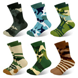 Kids’ Novelty Camouflage Shark Crew Socks 6 Pairs Breathable Soft – Size 28-32