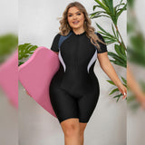 Costum de baie sportiv cu pantalon scurt mărimi mari Odizli imprimeu floral – Gri XL