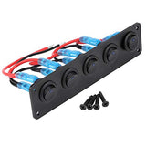 5-Gang Rocker Switch Panel 12–24V Blue LED Waterproof – Car/RV/Boat