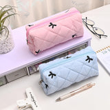 Floral Pencil Case Makeup Pouch Smooth Zipper Small Floral Design – Blue