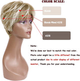 Perucă scurtă naturală pentru femei cu breton Creamily – Blond Mixt cu Șaten