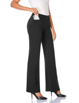 Pantaloni eleganți elastici bootcut office damă Tapata cu 4 buzunare – Negru XL (lungime 76 cm)