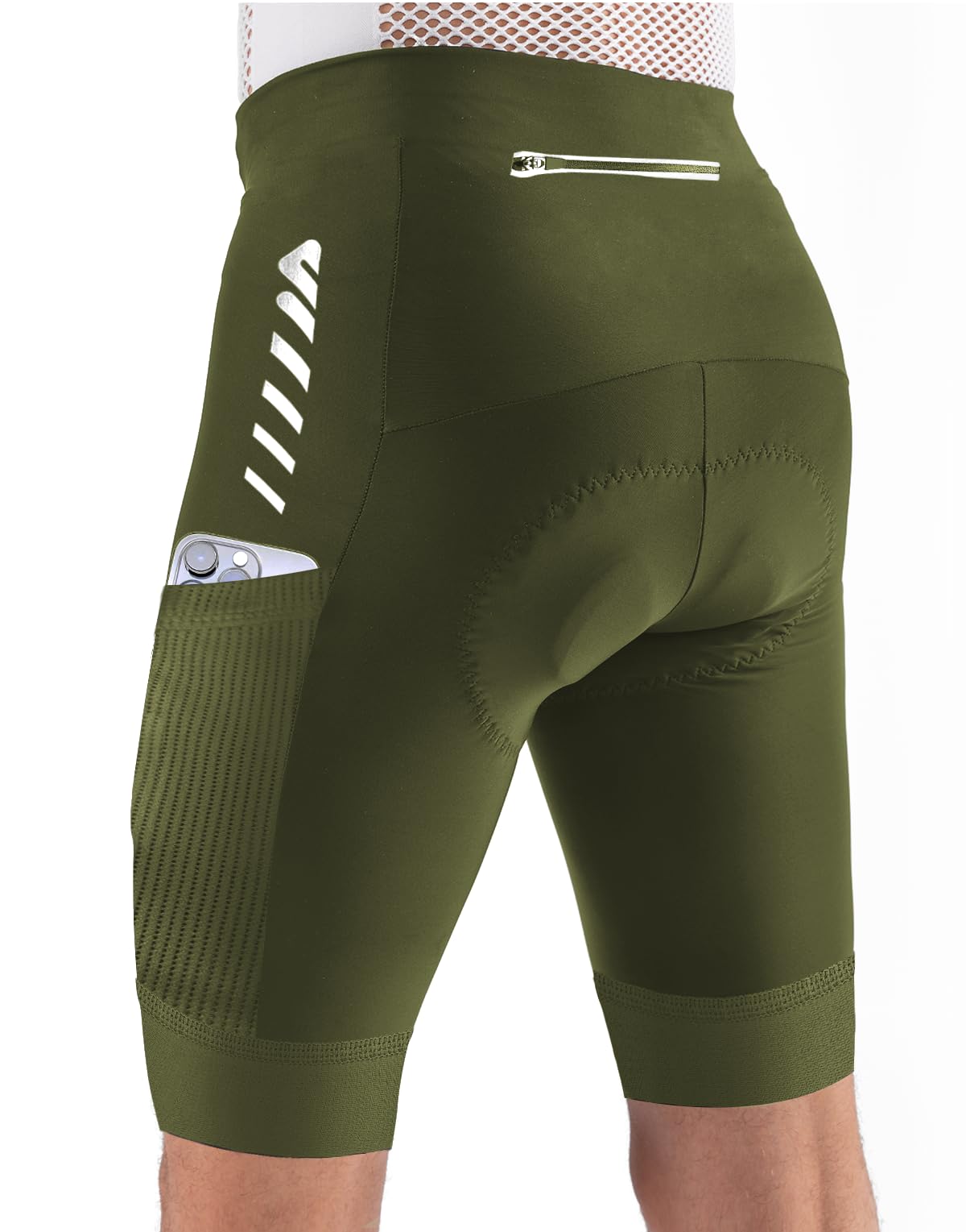 Men's 4D Padded Cycling Shorts Breathable Quick-Dry with Reflective Stripes – Green S
