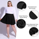Women's Mini Skater Skirt High Waist Stretch Pleated Flared Plus Size – Black 3XL