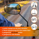 Bicycle Rearview Mirrors HD Real Glass Extra Large – 22-25mm 2-pack