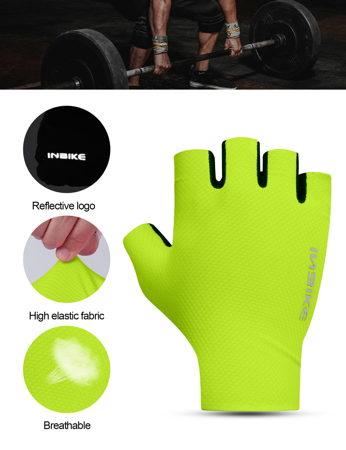 INBIKE Training Gloves Fitness Crossfit Weightlifting Breathable – Green L
