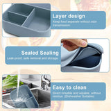 Silicone Lunch Box 800 ml 3 Compartments BPA-Free Microwave & Dishwasher Safe – Dusty Sky Blue