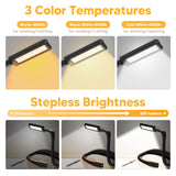 LED Neck Reading Lamp 3-Colour Adjustable Clip-On Book Light – Black