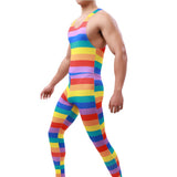 Men’s Wrestling Singlet Printed One-Piece Athletic Leotard Gym Vest – Blue L